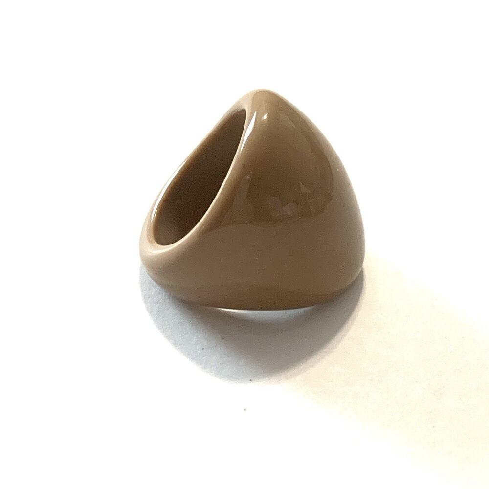 Taupe Acrylic Dome Statement Ring Size 7.2 Chunky Mod Boho Neutral